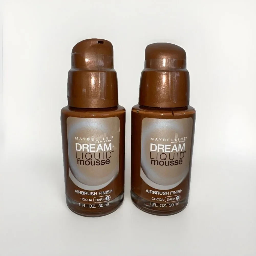 Maybelline Dream Liquid Mousse Foundation Cocoa Dark 3 Set of 2 New Rare